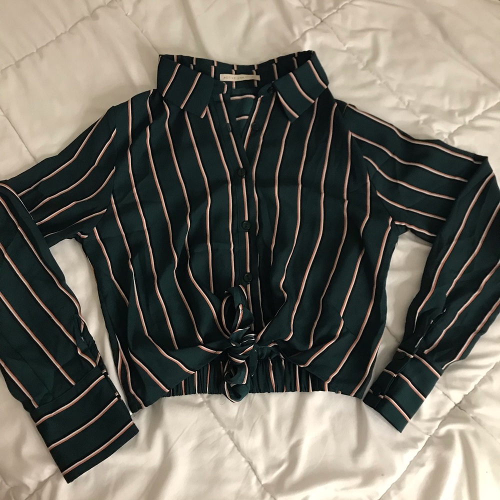 Striped button up blouse fashion top